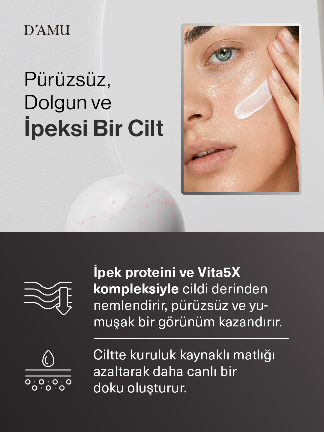D’amu Vita5X Real Silk Protein Cream – Sıkılaştırıcı, Besleyici ve Bariyer Destekleyici Yüz Kremi