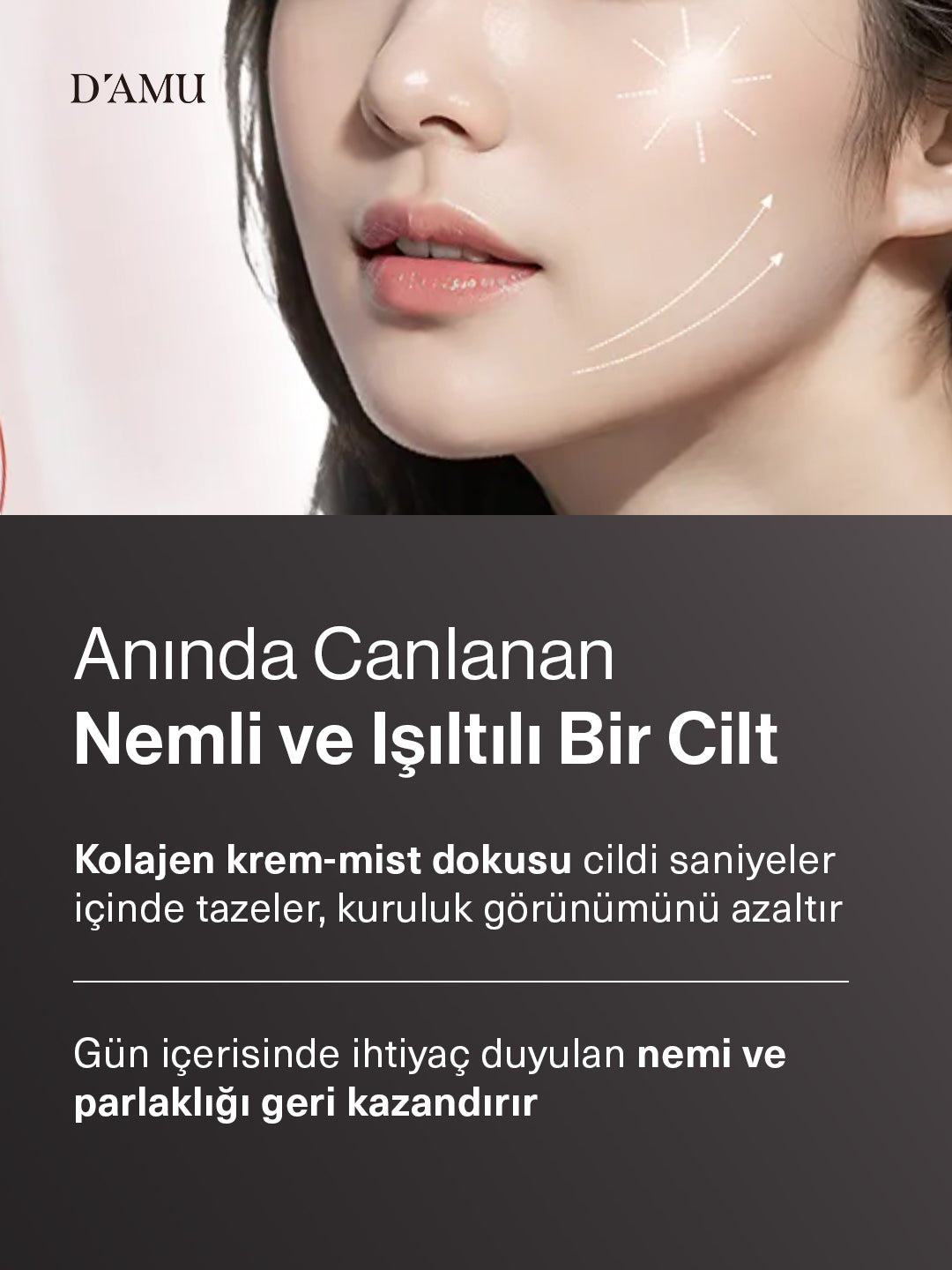 D’amu Vita5X Collagen Cream Mist – Kolajen Destekli Nem ve Elastikiyet Veren Yüz Spreyi