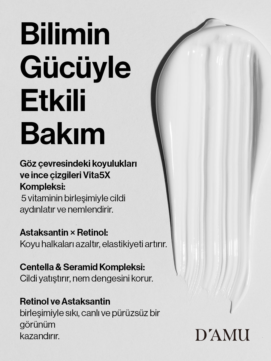 D’amu Vita5X Astatinol Eye Cream – Göz Çevresi Aydınlatıcı, Nemlendirici ve Sıkılaştırıcı Bakım Kremi