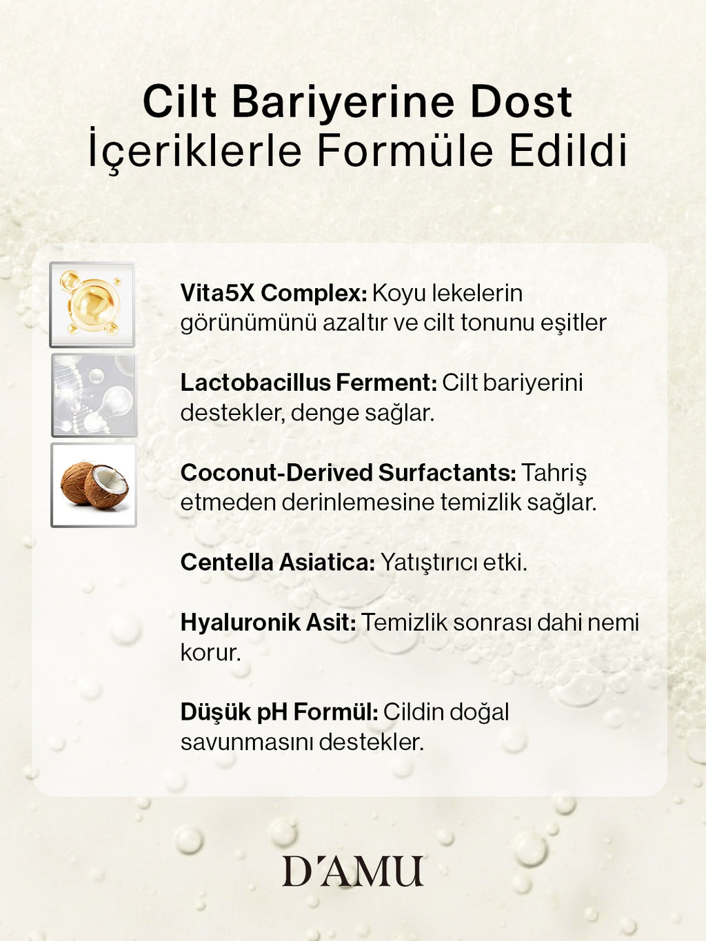 D’amu Vita5X Biolacto Low pH Oil-to-Foam Cleanser – Yağdan Köpüğe Dönüşen Nazik Yüz Temizleyici