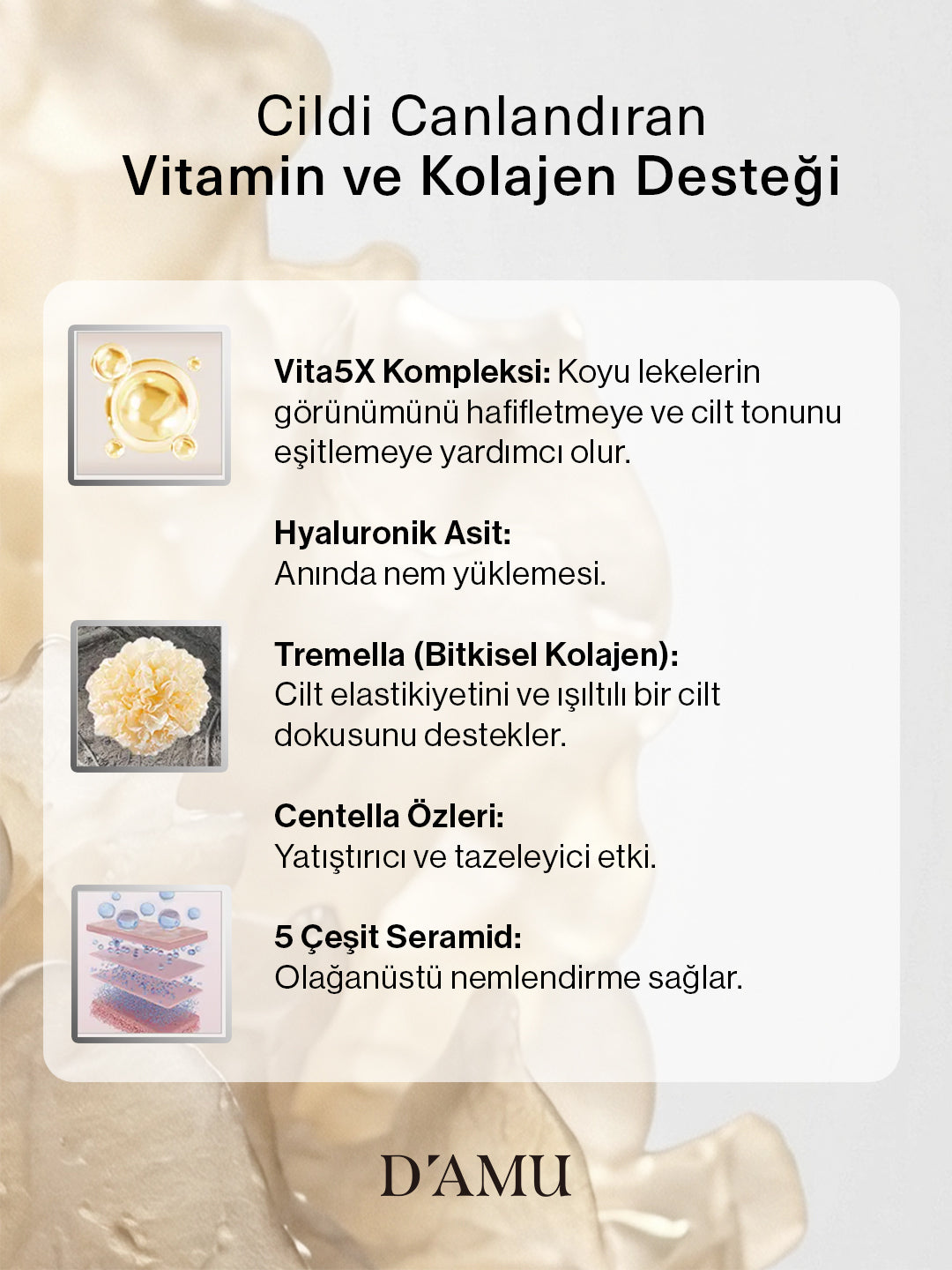 D’amu Vita5X Collagen Cream Mist – Kolajen Destekli Nem ve Elastikiyet Veren Yüz Spreyi