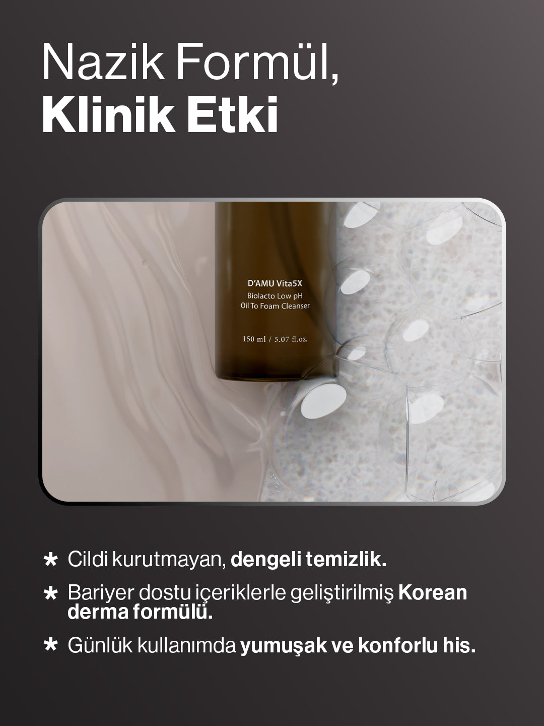 D’amu Vita5X Biolacto Low pH Oil-to-Foam Cleanser – Yağdan Köpüğe Dönüşen Nazik Yüz Temizleyici