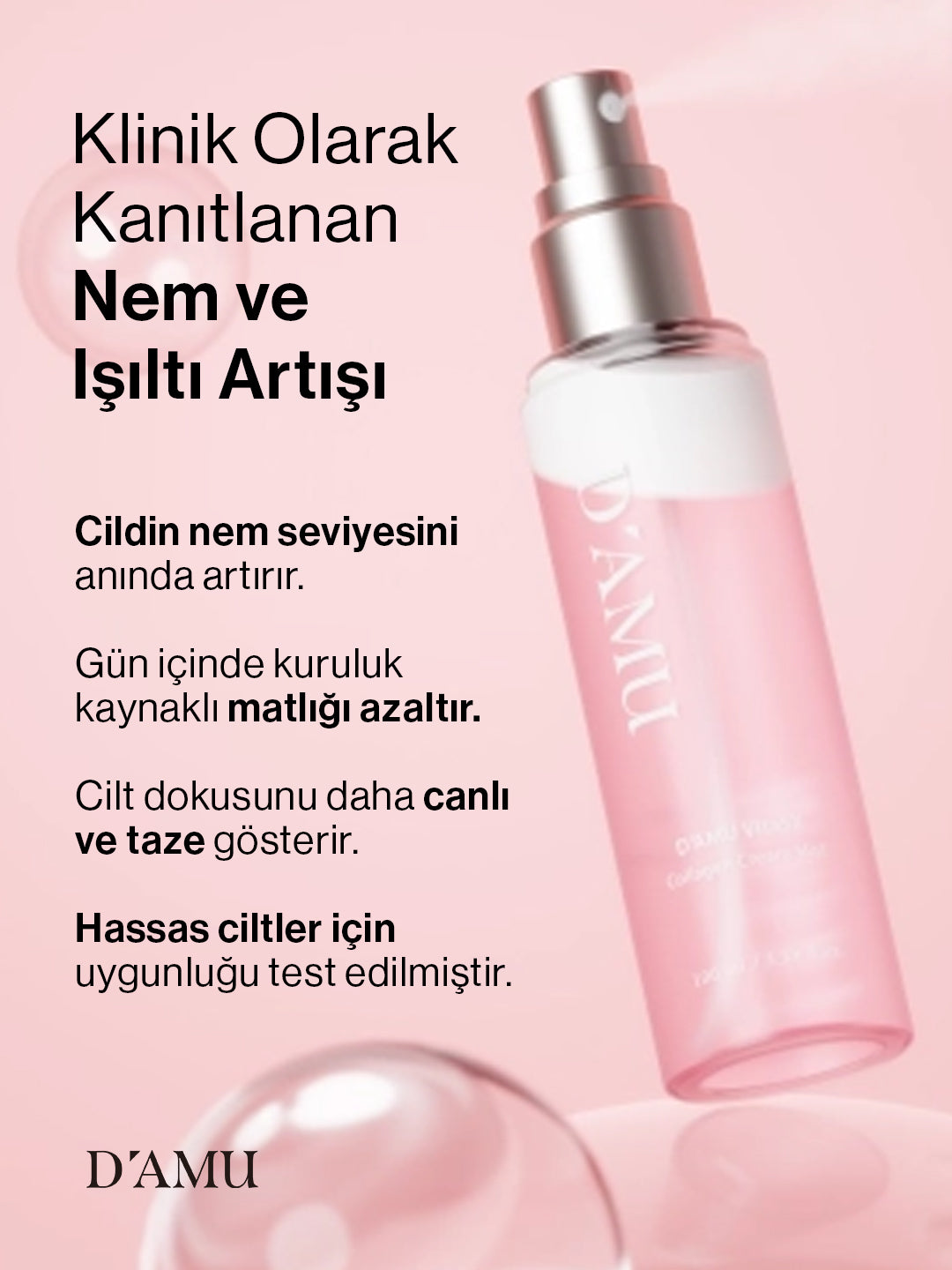D’amu Vita5X Collagen Cream Mist – Kolajen Destekli Nem ve Elastikiyet Veren Yüz Spreyi