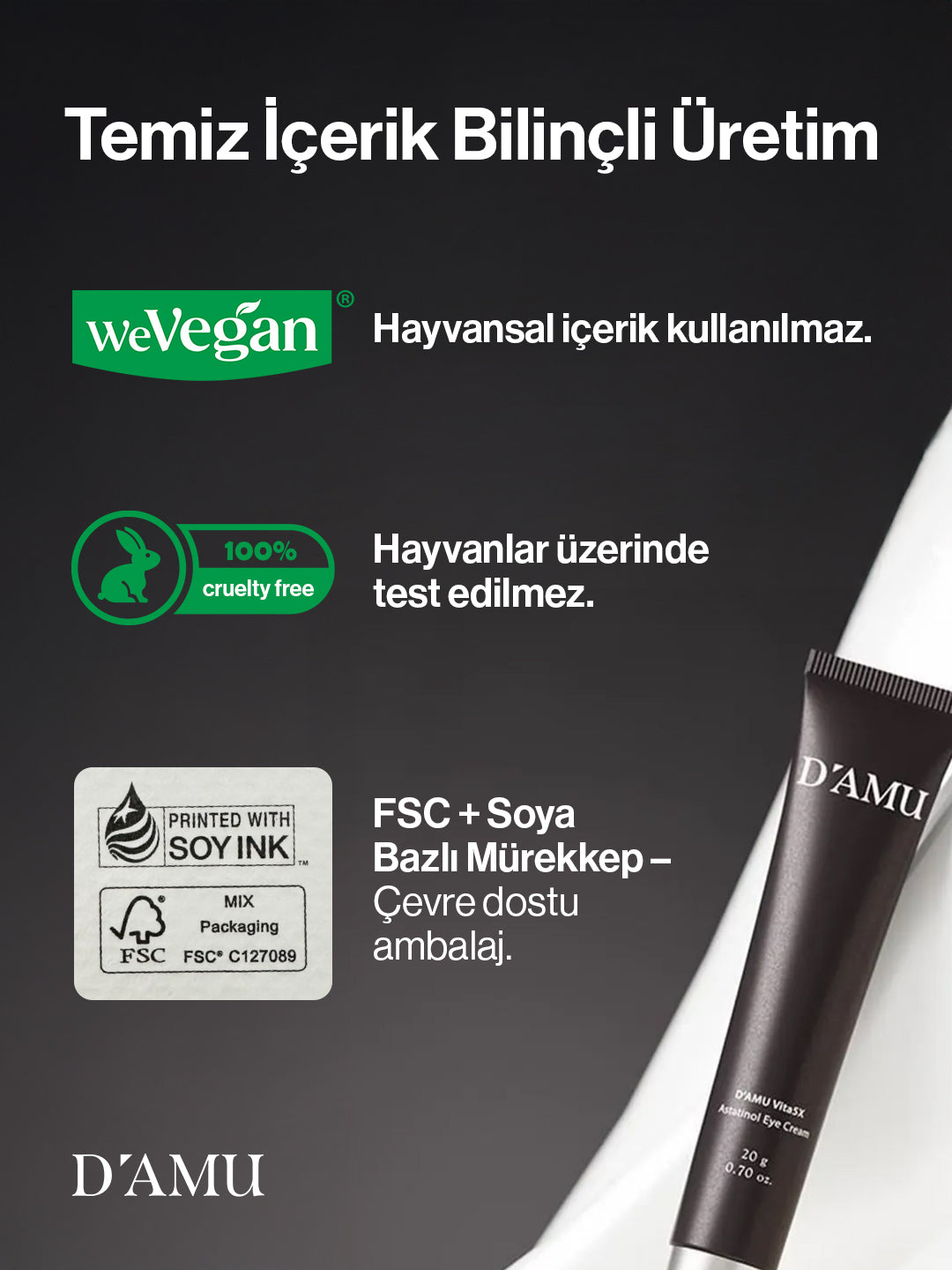 D’amu Vita5X Astatinol Eye Cream – Göz Çevresi Aydınlatıcı, Nemlendirici ve Sıkılaştırıcı Bakım Kremi