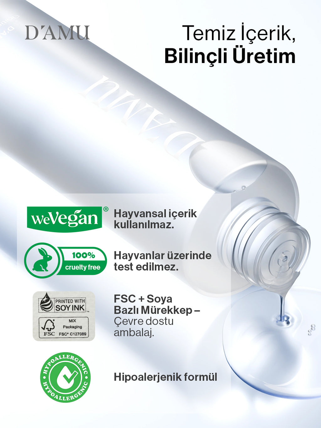 D’amu Vita5X Cicatinol Ampoule Toner – Yatıştırıcı, Nemlendirici ve Sıkılaştırıcı Etkili Ampul Tonik